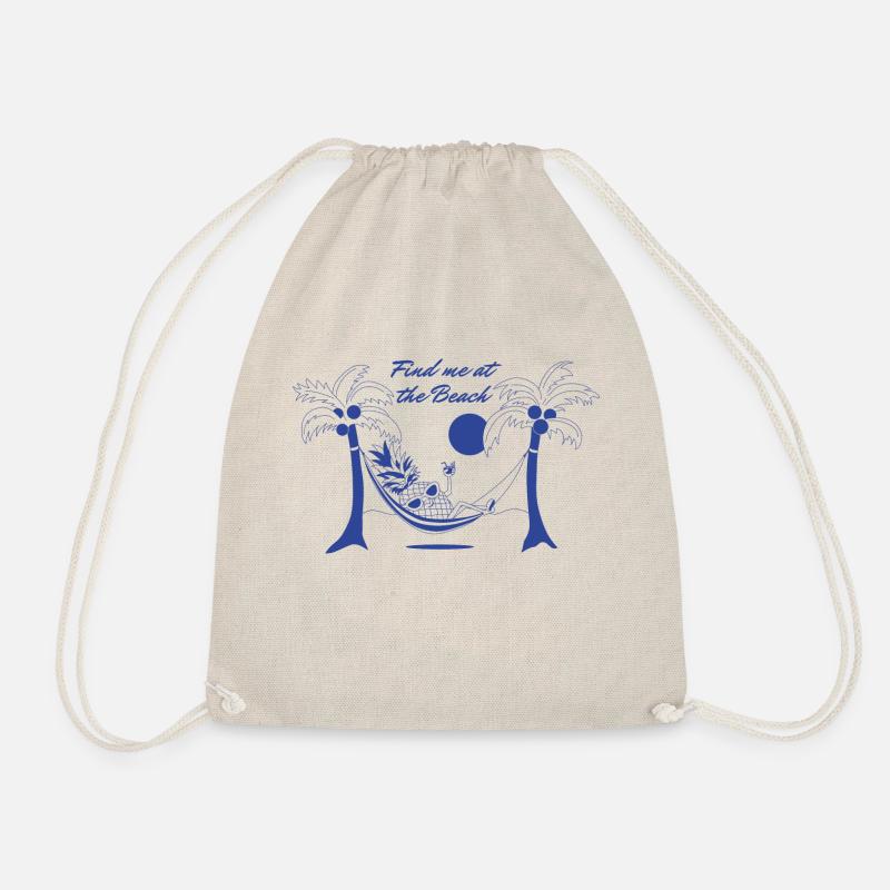 Find me at the beach - Blue - Drawstring Bag - nature