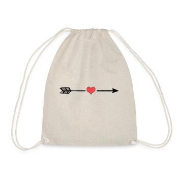 Heart and arrow - Drawstring Bag - nature - Front