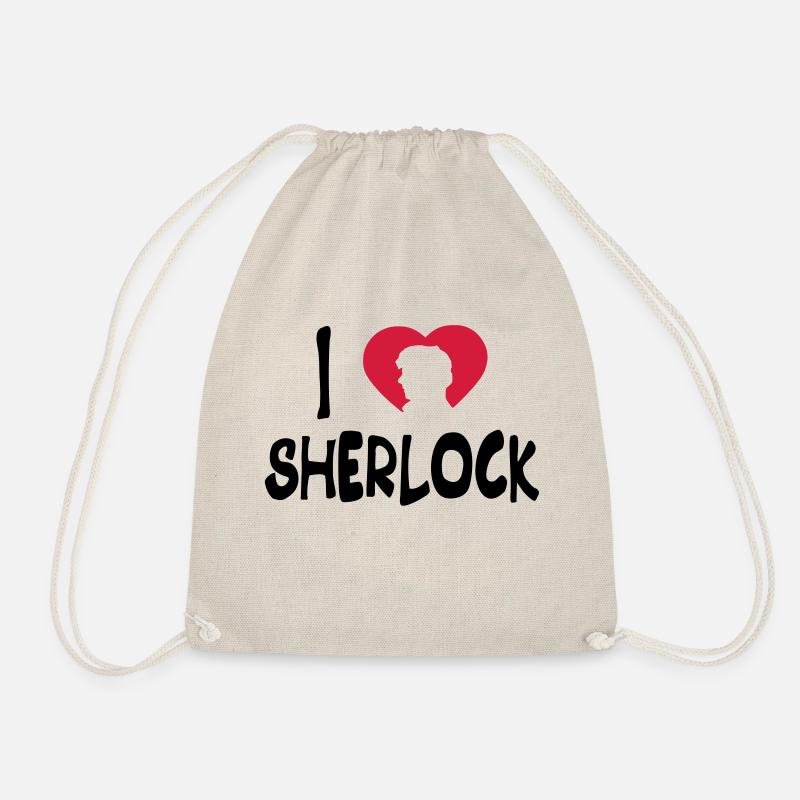 i love sherlock - Drawstring Bag - nature