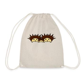 Cute Hedgehog Family - Drawstring Bag - nature - Front