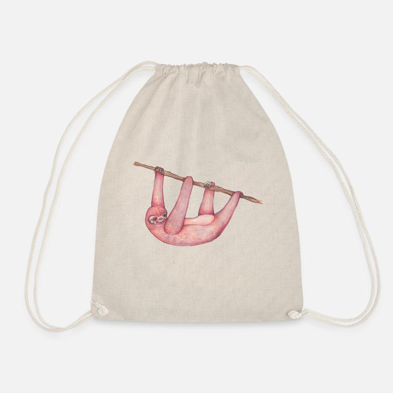 Pink sloth - Drawstring Bag - nature