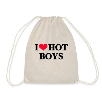 I Love Hot Boys - Drawstring Bag - nature - Front