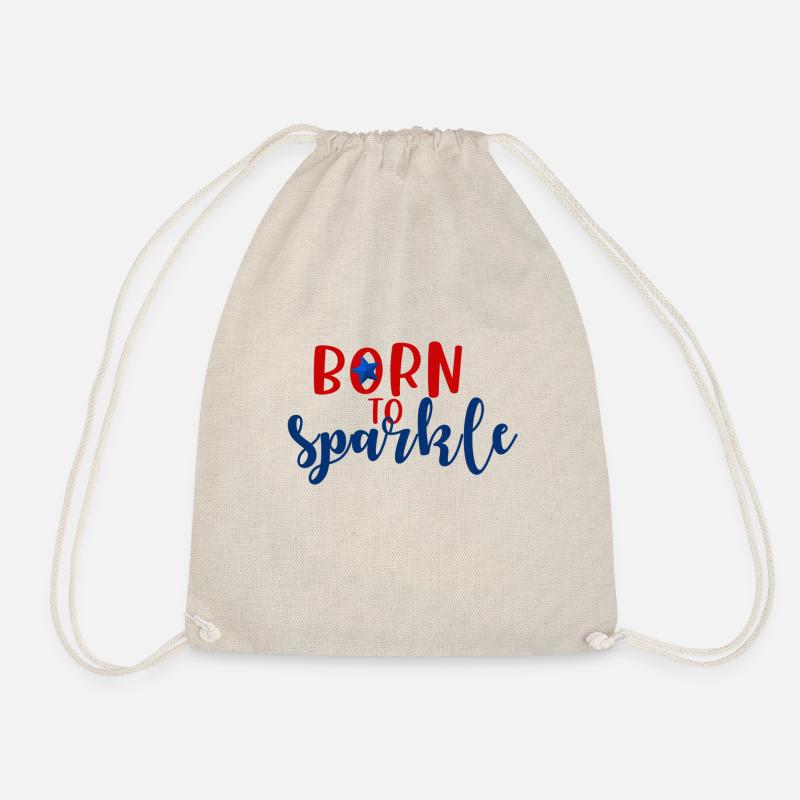 born to sparkle 4th of july america - Drawstring Bag - nature