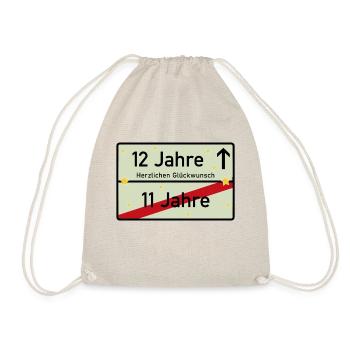 12 Jahre Ortsschild Glückwunsch Hellgrün - Turnbeutel - Natur - Vorne