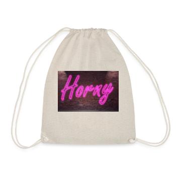 Neon sign Horny on brick wall - Drawstring Bag - nature - Front