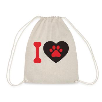 Cœur avec patte et os Idée cadeau pour l’amoureux du chien - Sac de sport léger - nature - Devant