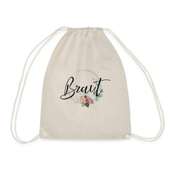 Braut Design Aufschrift für Hochzeit - Turnbeutel - Natur - Vorne
