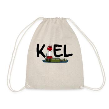 Kiel Logo mit Kieler Leuchtturm (schwarz) - Turnbeutel - Natur - Vorne