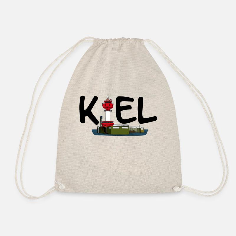 Kiel Logo mit Kieler Leuchtturm (schwarz) - Turnbeutel - Natur
