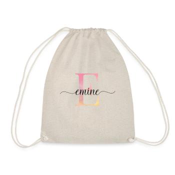 E| Monogramm | Name | Emine |Watercolor - Turnbeutel - Natur - Vorne