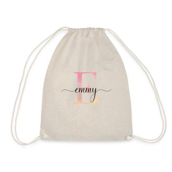 E| Monogram | Name | Emmy |Watercolor - Drawstring Bag - nature - Front