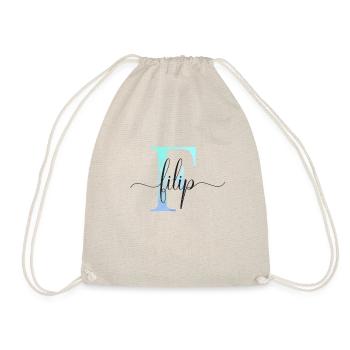 E| Monogram | Name | Filip| Watercolor - Drawstring Bag - nature - Front