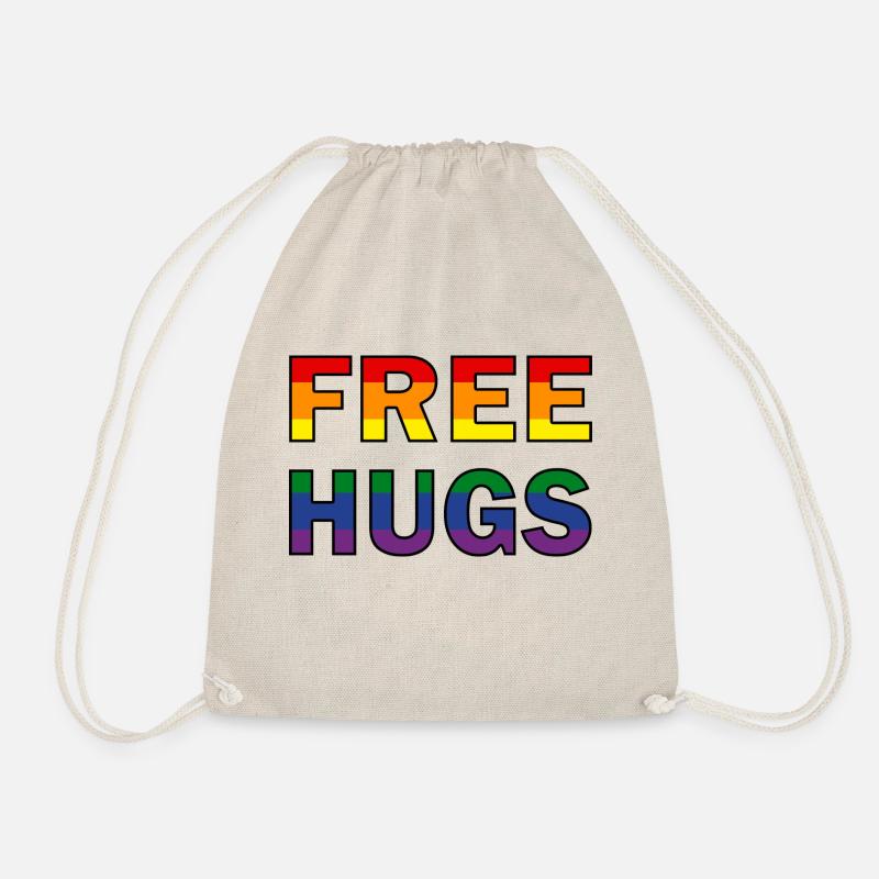 Free Hugs Regenbogenfahne - Turnbeutel - Natur