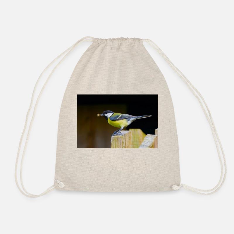 Great Tit with Spider - Drawstring Bag - nature