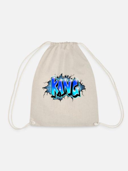 KANG GRAFFITI NAME PRINT Blau - Turnbeutel - Natur