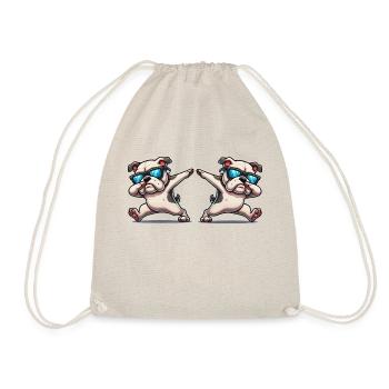 Dog Dabbing Bulldog 2 - Drawstring Bag - nature - Front