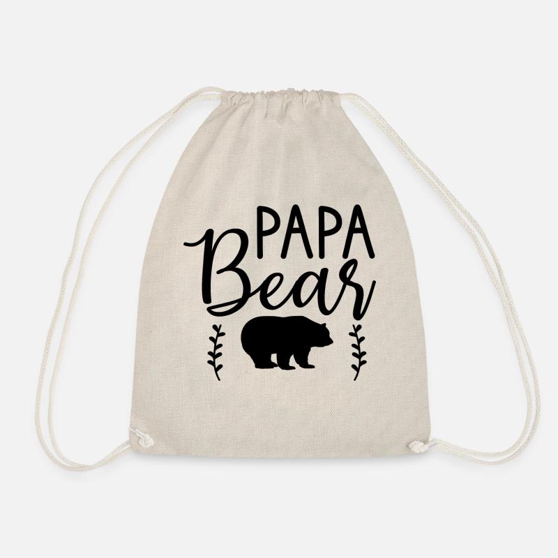 papa bear illu - Drawstring Bag - nature