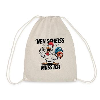 Je dois chier drôle de poulet dessin animé en disant - Sac de sport léger - nature - Devant