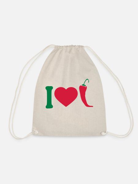 I Love Chili Chilli Peperoni Herz Logo - Turnbeutel - Natur