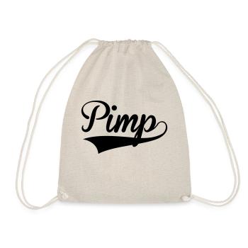 pimp retro college baseball style logo - Drawstring Bag - nature - Front