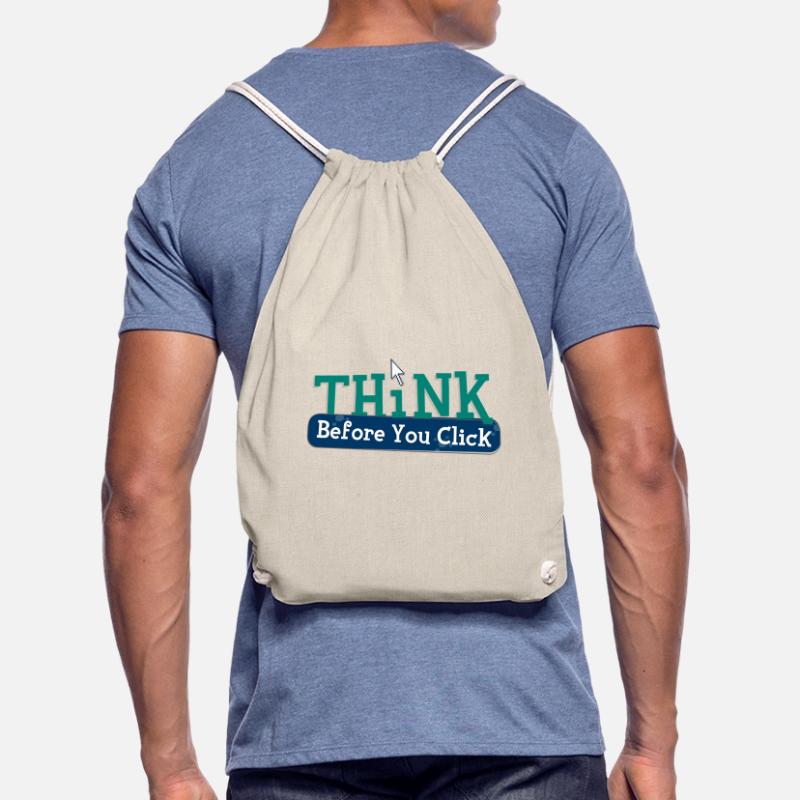 Think before computer hacking hacker Drawstring Bag