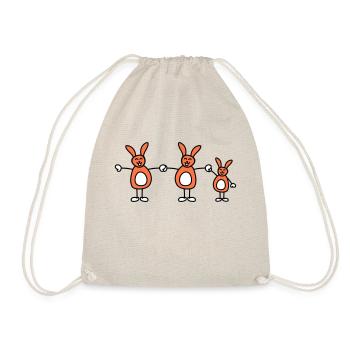 3 lapins, famille, enfants, parents, trois frères et sœurs, mignon, - Sac de sport léger - nature - Devant