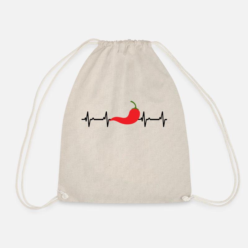 Chilli Heartbeat ECG Pulse - Drawstring Bag - nature