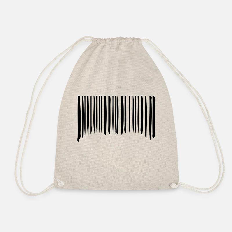 Barcode Striche Linien Gekritzelt Strichcode Scan - Turnbeutel - Natur