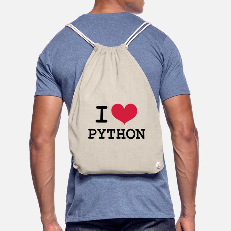 I Love Python [Developer / Geek] Drawstring Bag