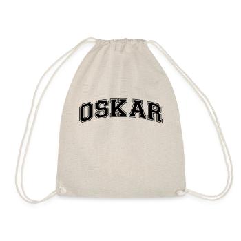 oskar name arched college style text - Drawstring Bag - nature - Front