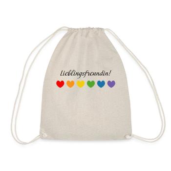 Regenbogenherzchen Lieblingsfreundin - Turnbeutel - Natur - Vorne