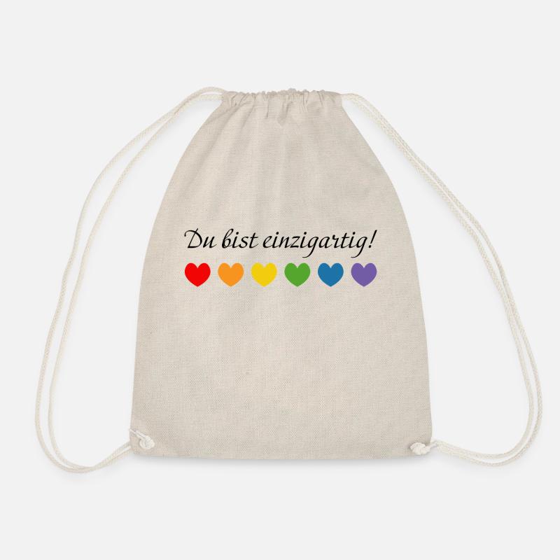 Regenbogenherzchen du bist einzigartig - Turnbeutel - Natur