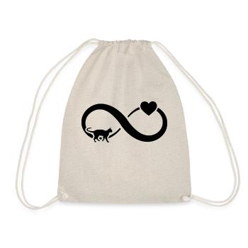 Infinity Heart and Cat - - Drawstring Bag - nature - Front