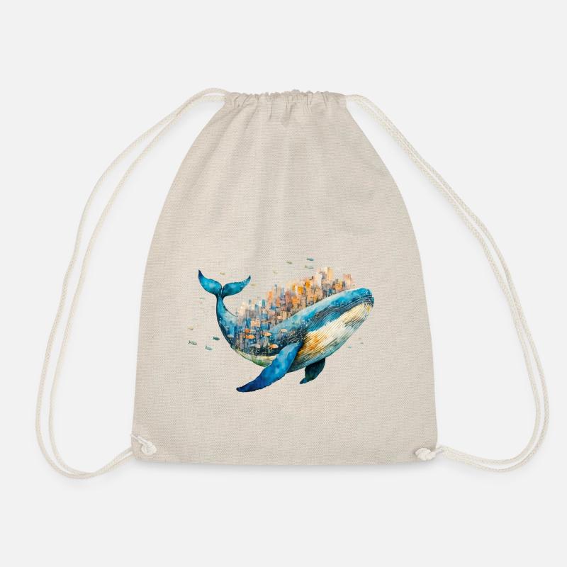 Blue Whale City - Drawstring Bag - nature