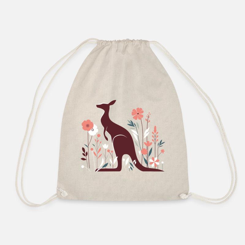 Floral kangaroo - Drawstring Bag - nature