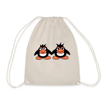 Pinguine Team 2 Freunde Müde Pärchen Hände Halten - Turnbeutel - Natur - Vorne