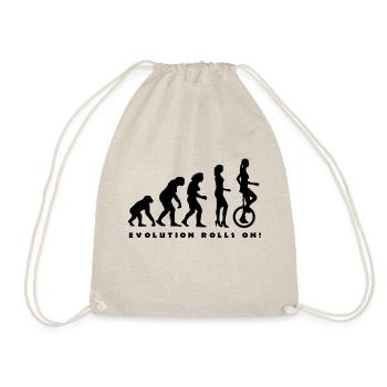 evolution_einradfahrerin_1c_b - Drawstring Bag - nature - Front