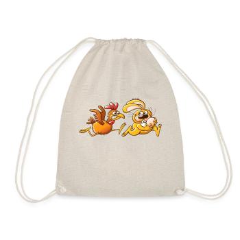 Easter Bunny Stealing an Egg from a Furious Hen - Drawstring Bag - nature - Front