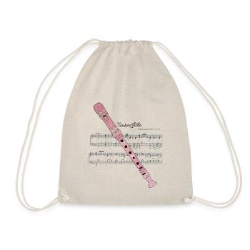 flute with sheet music zauberflöte e 228 - Drawstring Bag - nature - Front