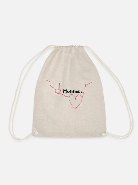 Herz für Monnem - Tribal Art Design - Turnbeutel - Natur