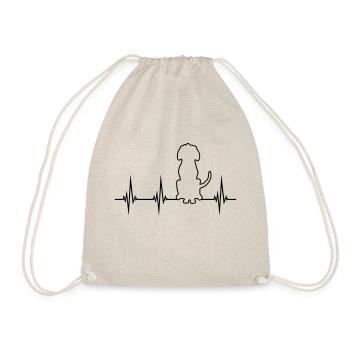 ECG sitting dog frequency heartbeat pulse outline - Drawstring Bag - nature - Front