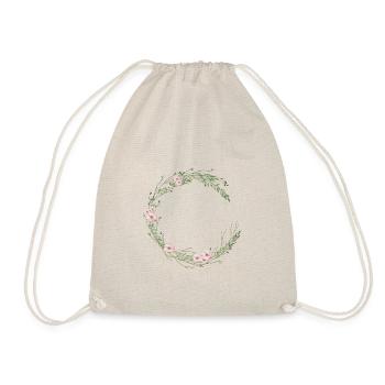 Customizable small floral wreath - Drawstring Bag - nature - Front