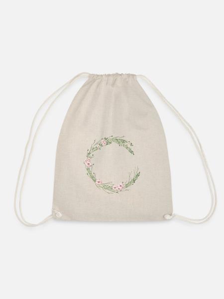 Personalisierbar kleiner Blumenkranz - Turnbeutel - Natur