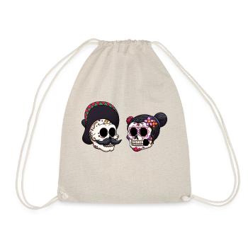 Male And Female Dia De Los Muertos Sugar Skull - Drawstring Bag - nature - Front