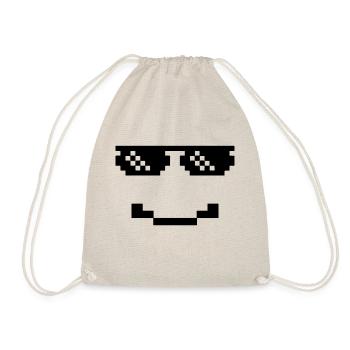 Retro Smiley Pixel Sonnenbrille - Turnbeutel - Natur - Vorne