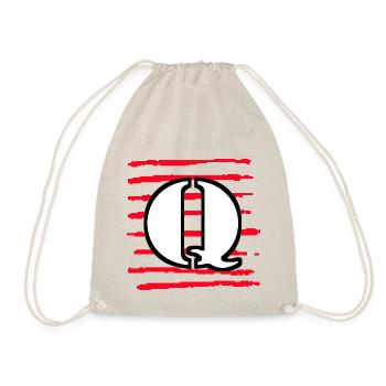 black white red stripes q - Drawstring Bag - nature - Front
