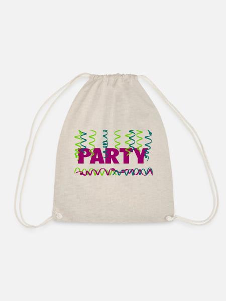 Party mit Luftschlangen Papierschlangen - Turnbeutel - Natur