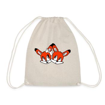2 Foxes Couple In Love Two Friends Love Team Cute - Drawstring Bag - nature - Front