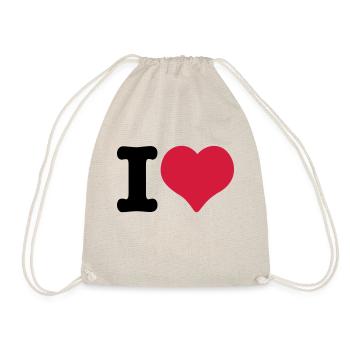 I Love - I Heart - Drawstring Bag - nature - Front