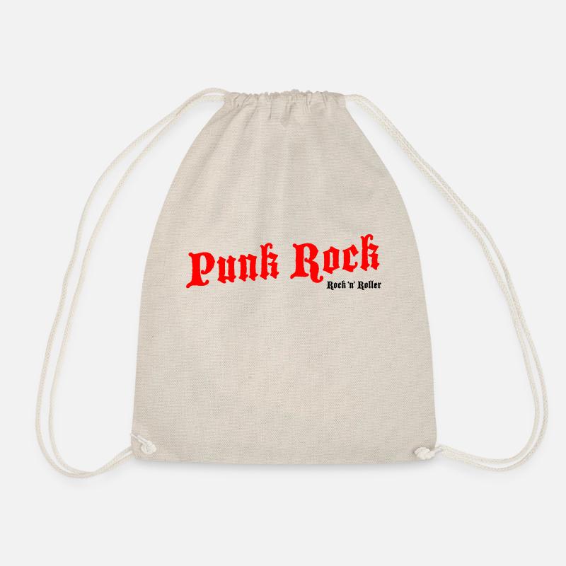 Punk Rock Red - Black Logo - Drawstring Bag - nature